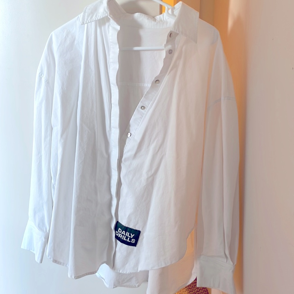 Daily Drills oversized button down, white